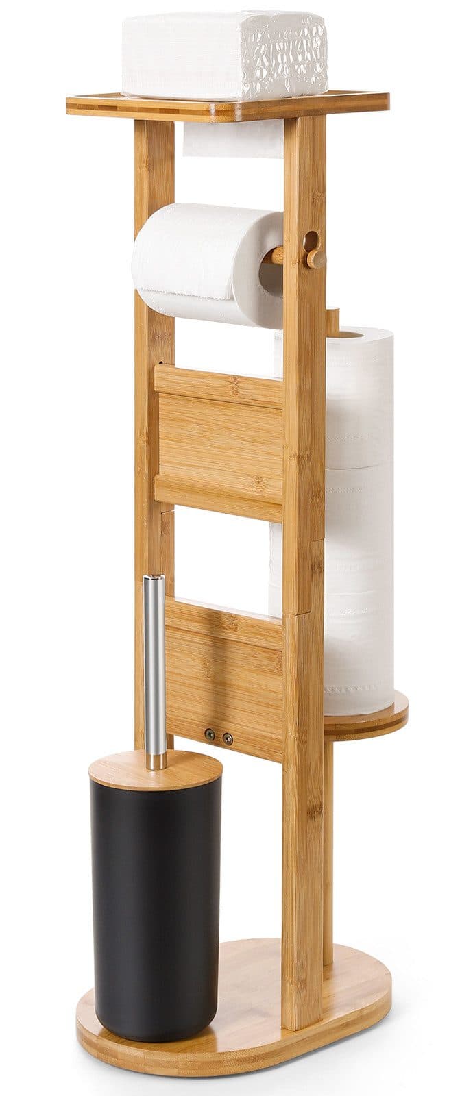 Yorbay WC-Garnitur Bambus stehend mit Toilettenpapierhalter und Bürstenhalter - Bild 2