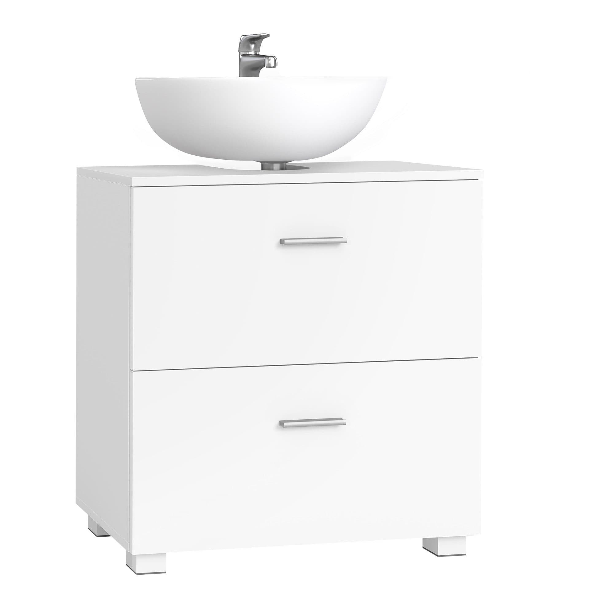VASAGLE Waschbeckenunterschrank mit 2 großen Schubladen, Badezimmerschrank, hohe Füße, Weiß - Bild 2