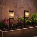 Lights4fun Solar-Wegleuchten 2er Set Schwarz Warmweiß LED Garten Bild 2