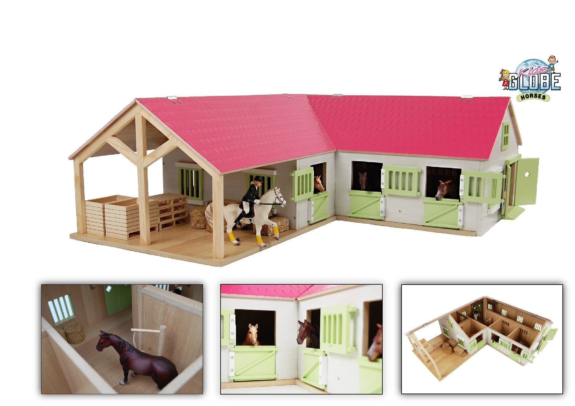 Kids Globe Pferdehof 1:24 Holz Spielzeug Rosa