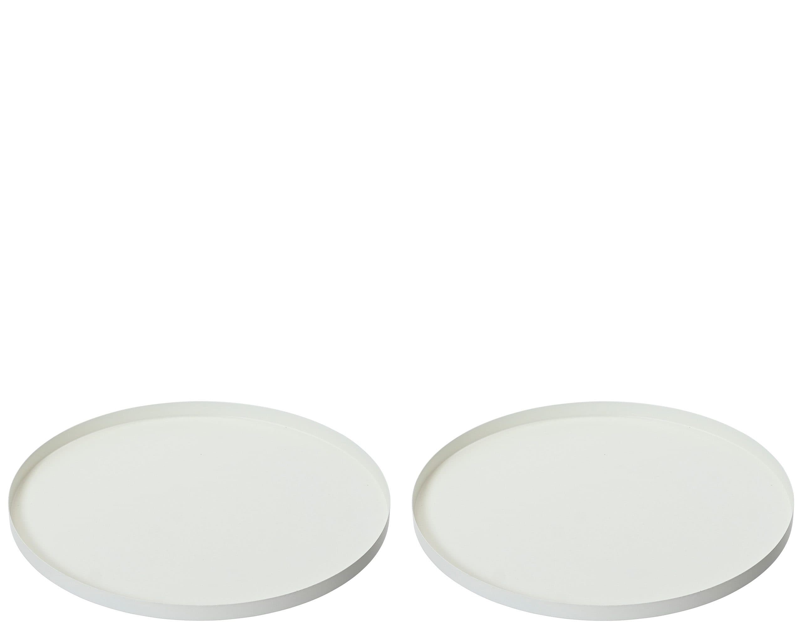 Kaemingk Dekotablett Rund 30-35cm Metall Matt 2er Set Weiß