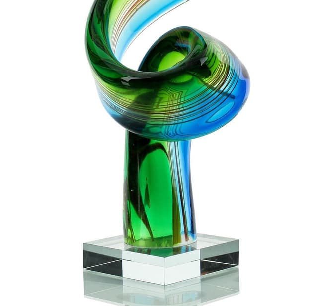 Levandeo® Glas-Skulptur Designer Figur mit Gravierbarem Sockel