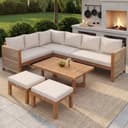 Odikalo Gartenlounge-Set 6-Sitzer Akazienholz Beige Bild 2