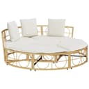 vidaXL Gartenliege Outdoor-Loungebett ohne Dach Poly Rattan Beige Bild 2