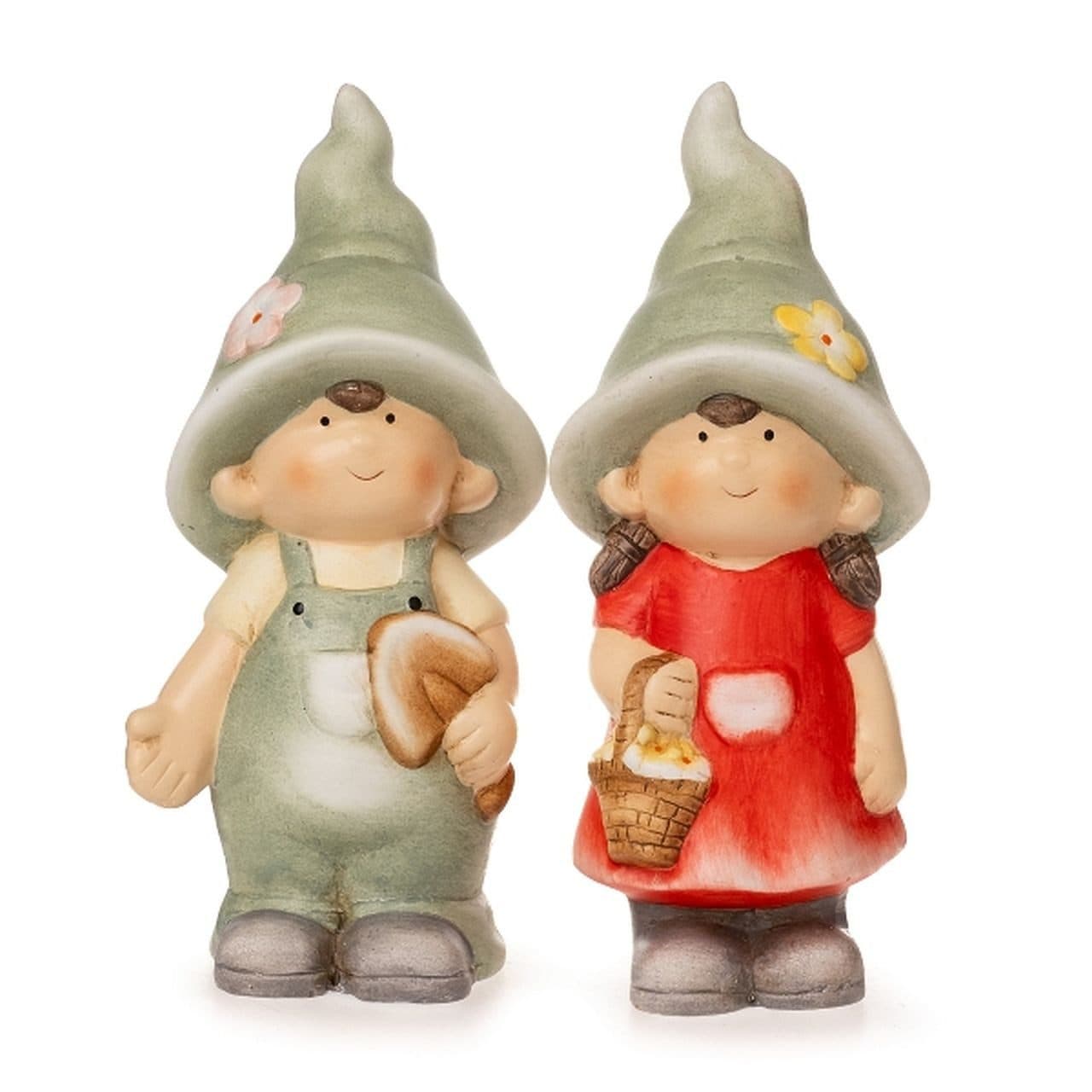 Dragimex Gartenkinder Keramik 21,5 cm – Junge & Mädchen – Frühlingsdeko