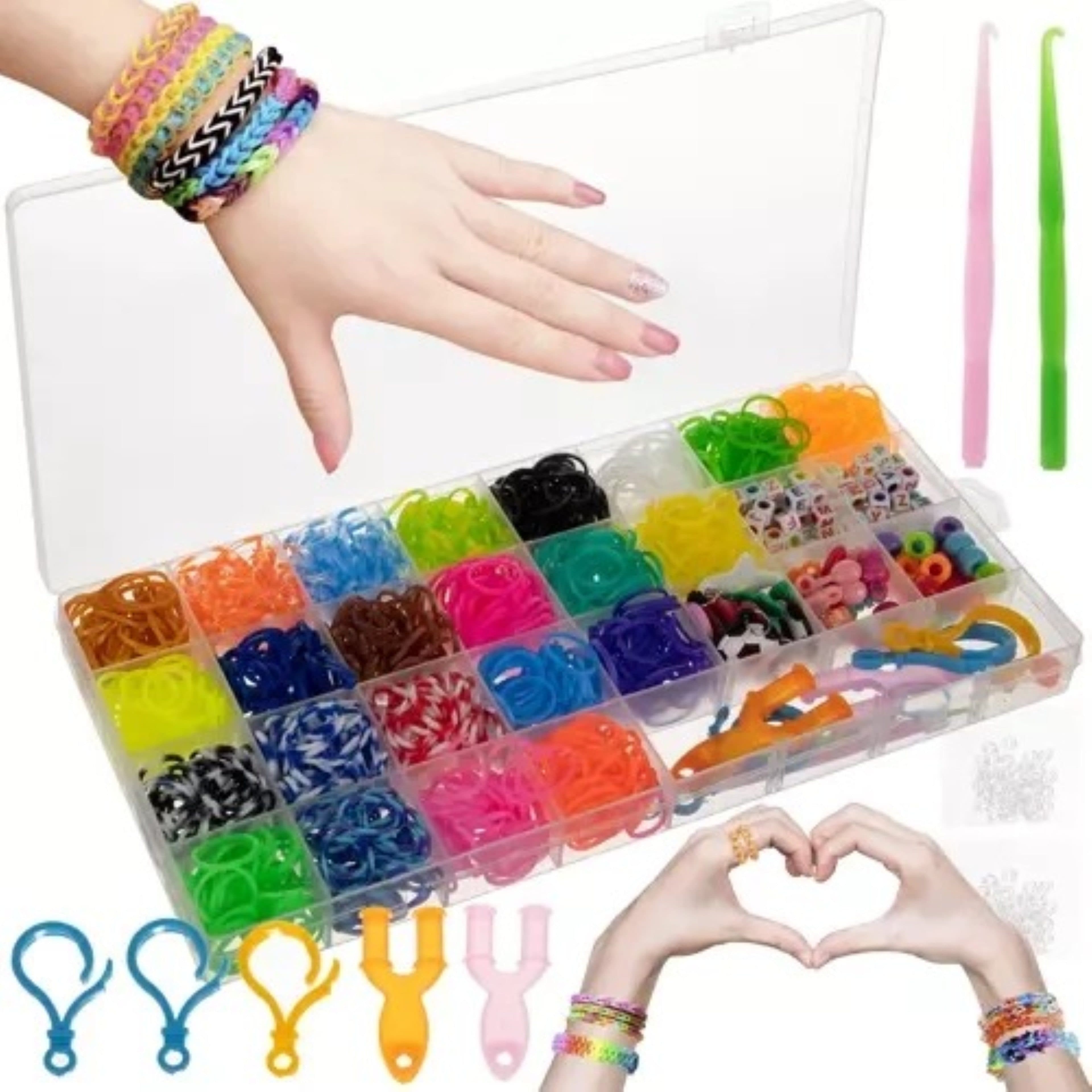 KRUZZEL Kreativset Gummibänder DIY Set – 3000 Bänder, Organizer & Zubehör - Bild 2