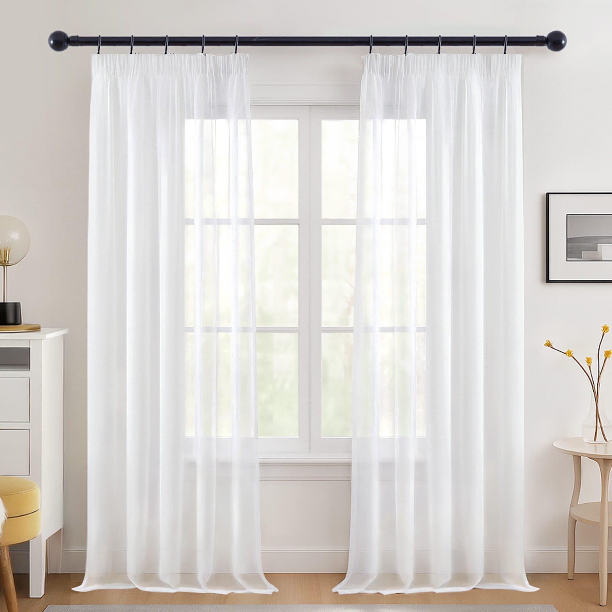 Deconovo Voile Gardinen mit Kräuselband Leinenoptik 2er Set - Bild 2