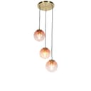 Qazqa Pendelleuchte Pallon Rosa Art Deco Glas 3-flammig Bild 2