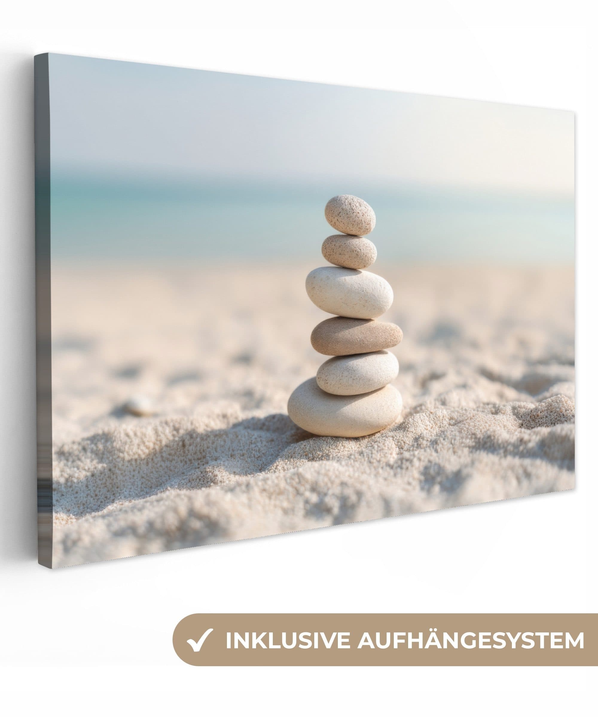 OneMillionCanvasses® Leinwandbild Steine Sand Meer 30x20 cm - Bild 2