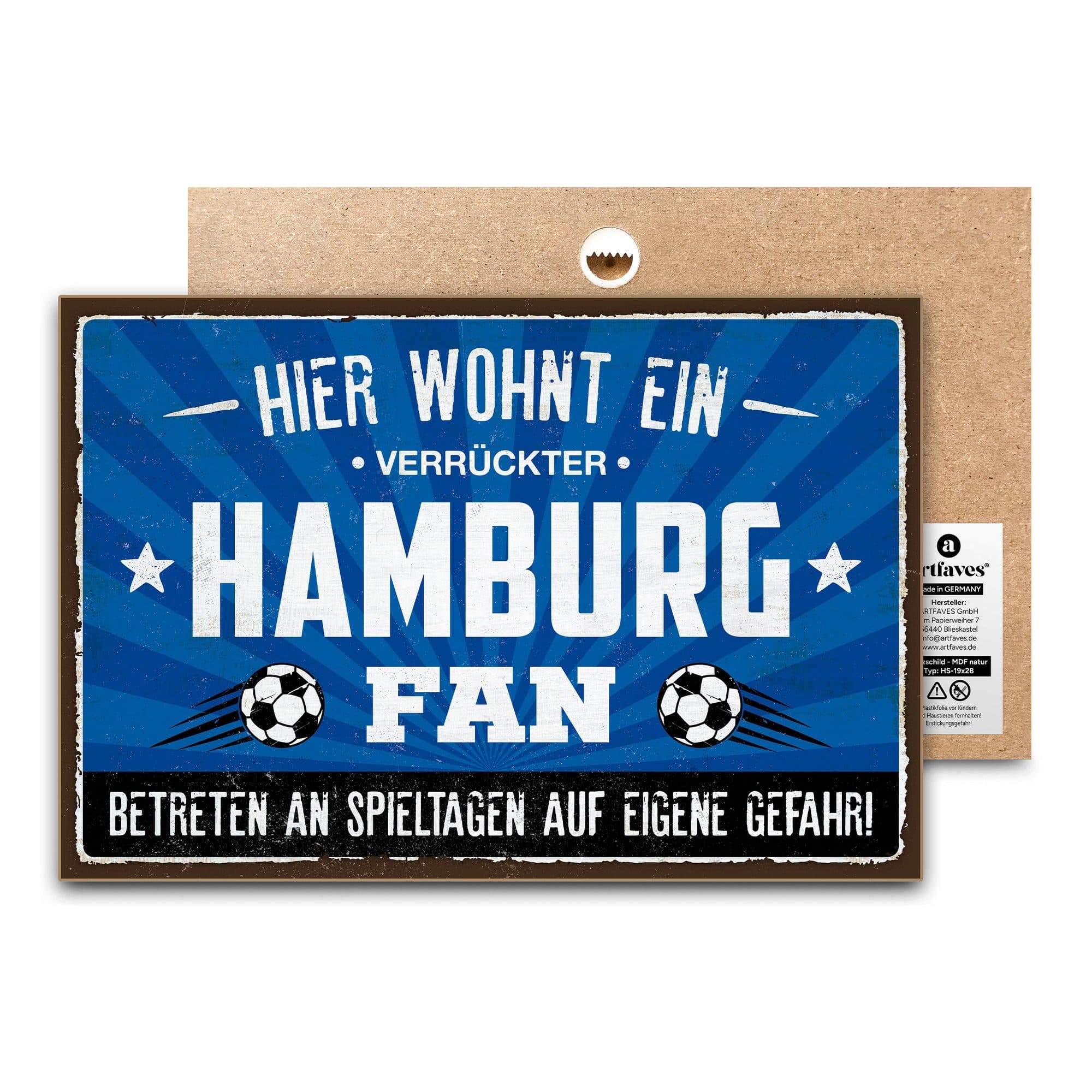ARTFAVES Holzbild Verrückter HAMBURG Fan Spruch Wanddeko - Bild 2