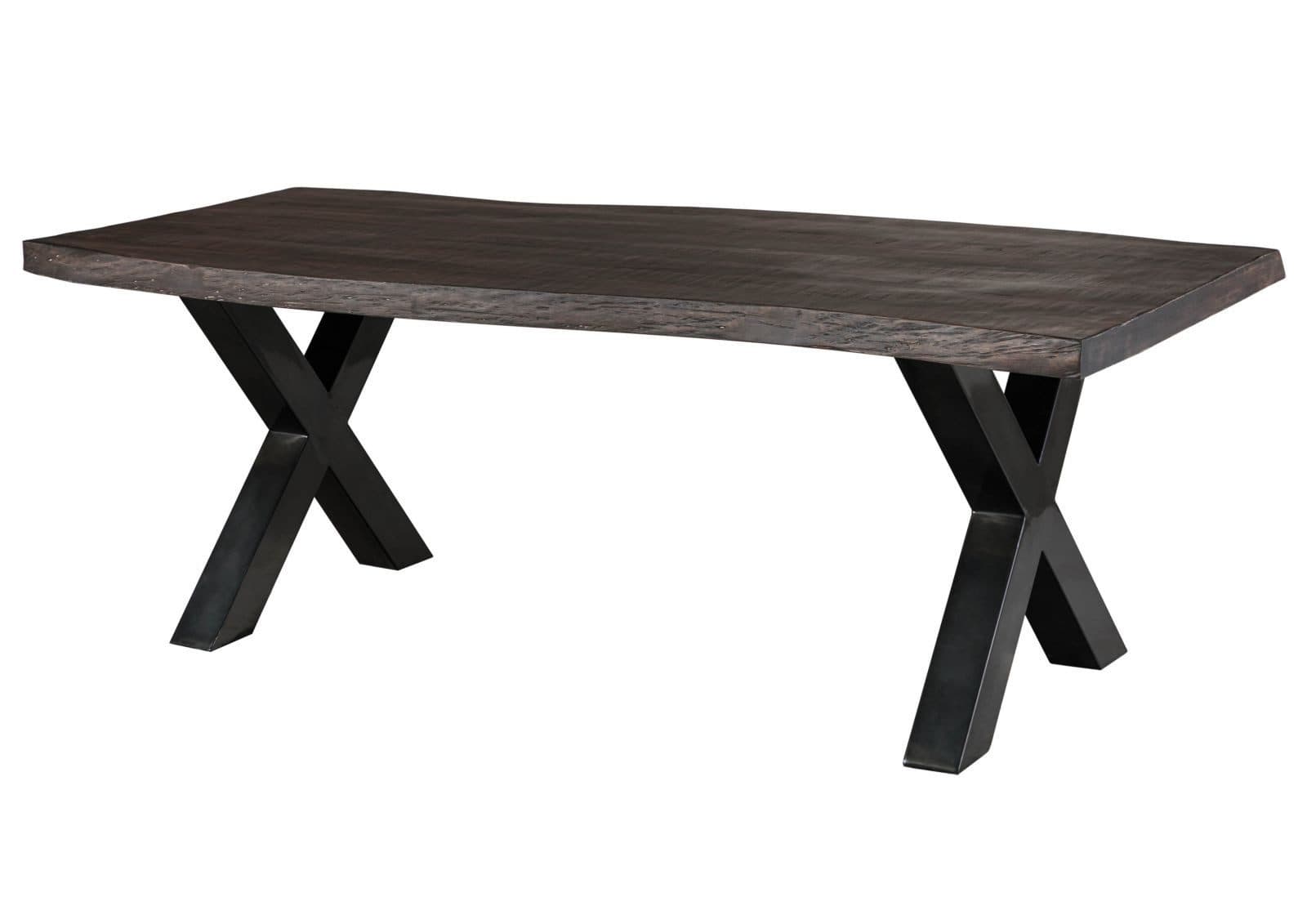 Massivmoebel24 Baumkantentisch FREEFORM Mango Grau X-Beine - Bild 2