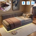 PXloue Polsterbett mit Stauraum und LED-Beleuchtung Grau Bild 2
