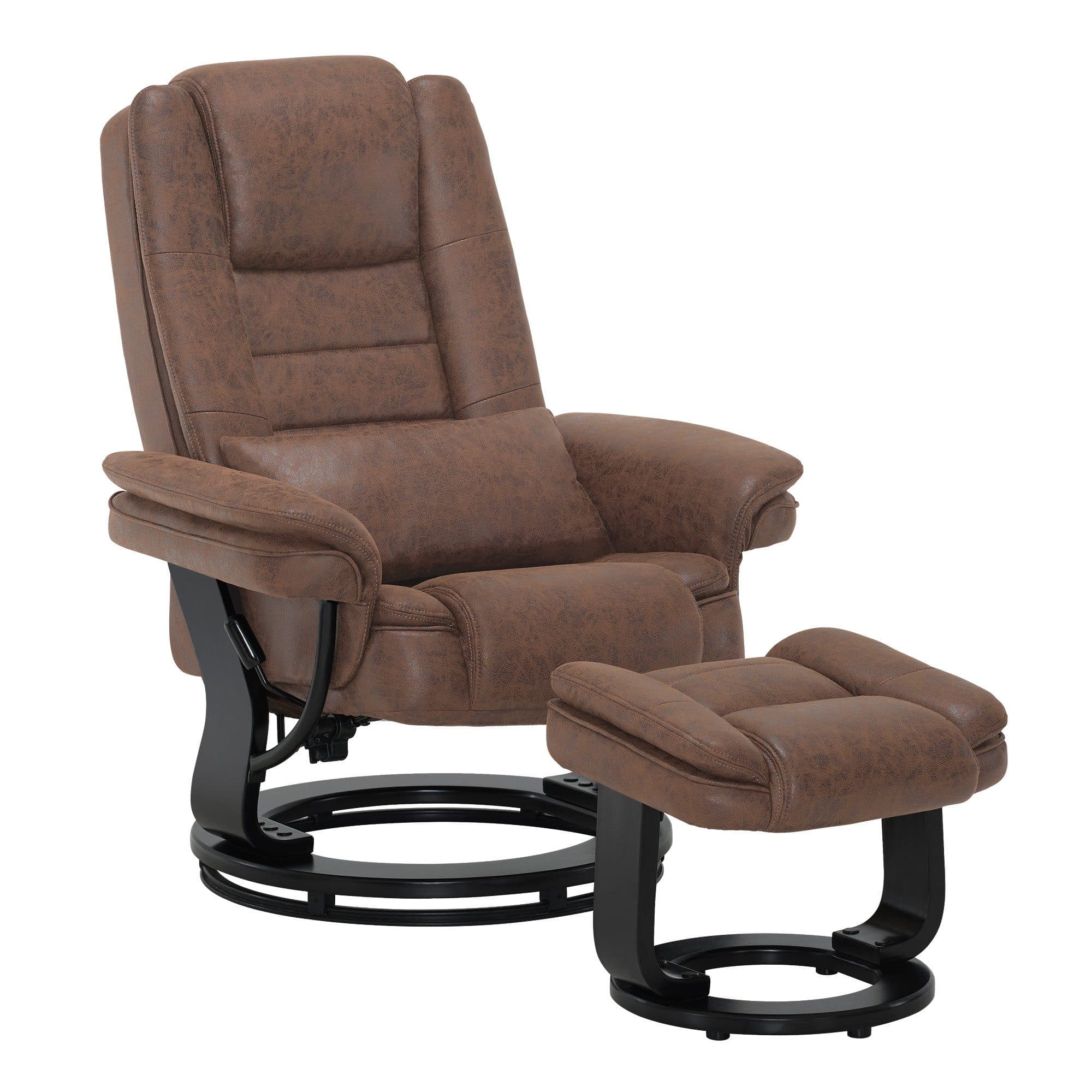MCombo Relaxsessel 360° Drehbar mit Hocker Braun Mikrofaser - Bild 2