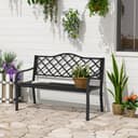 Outsunny Gartenbank Metall Sitzbank Schwarz Bild 2