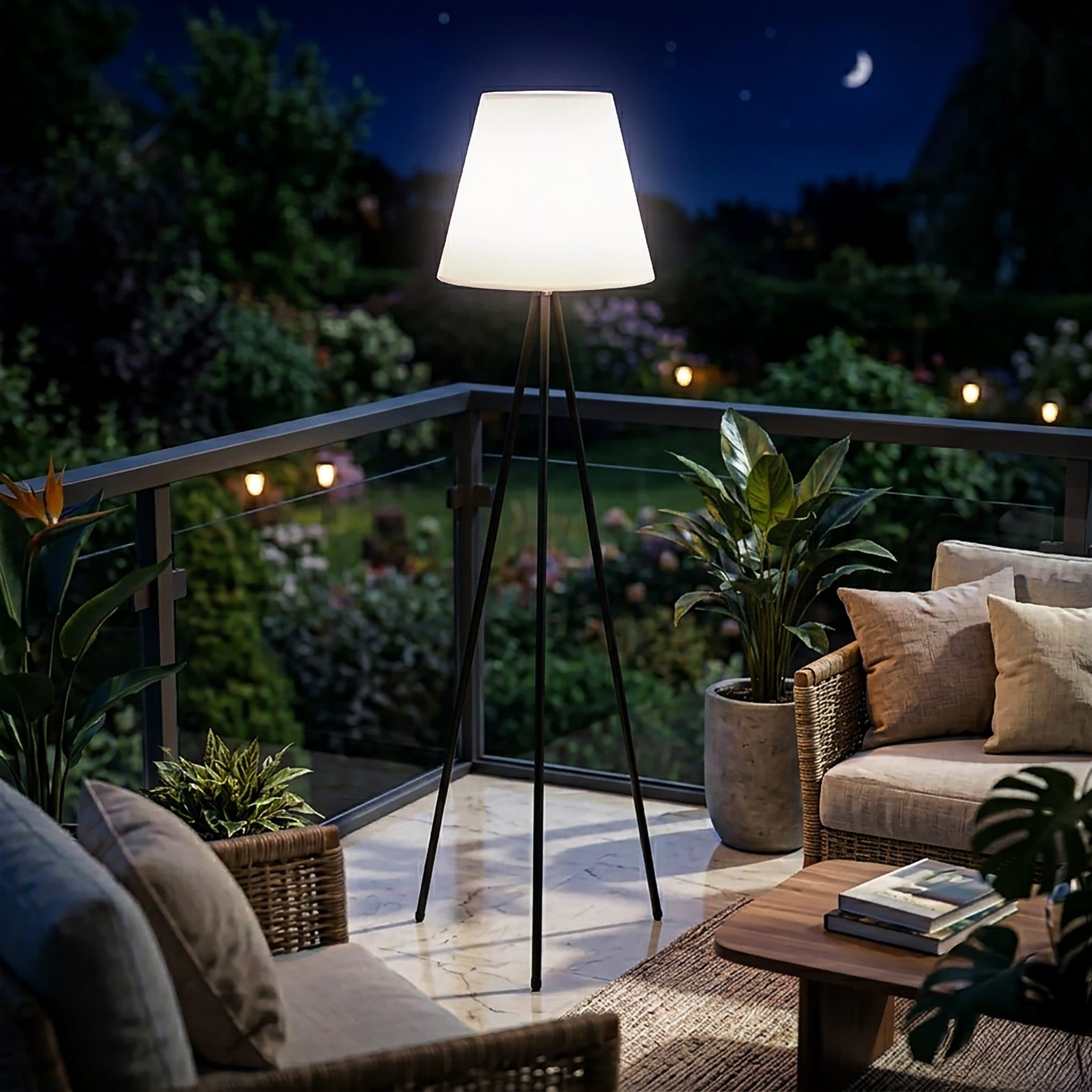 Spetebo LED Solar-Standleuchte 150cm Weiß/Schwarz mit Dämmerungssensor - Bild 2