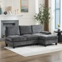 Merax Ecksofa L-Form 3-Sitzer mit Schlaffunktion Beige Grau Bild 2