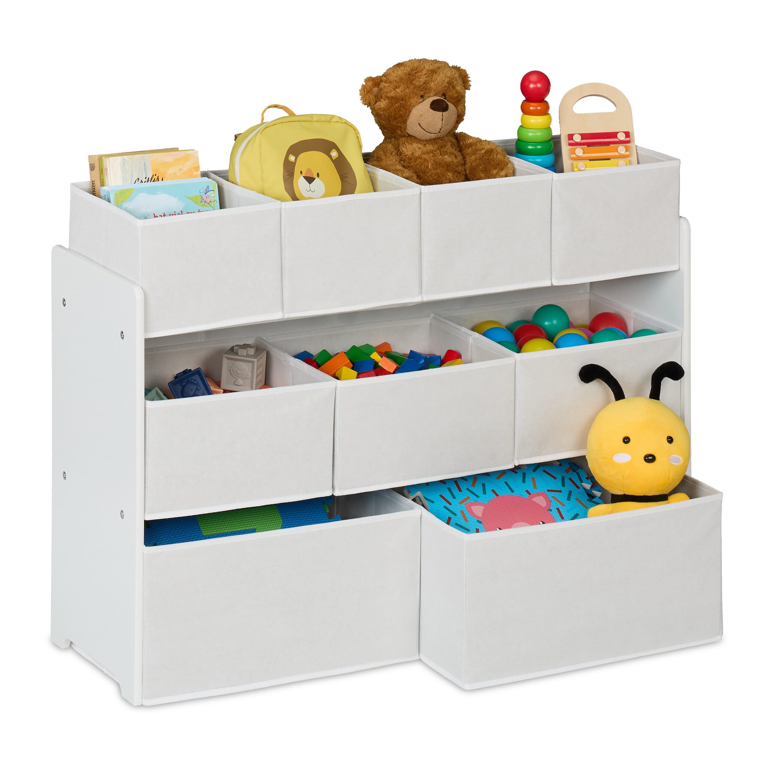 relaxdays Kinderregal mit 9 Stoffboxen Weiß - Bild 2