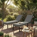 Outsunny Gartenliege 2-tlg. mit verstellbarer Rückenlehne Grau PE-Rattan Bild 2