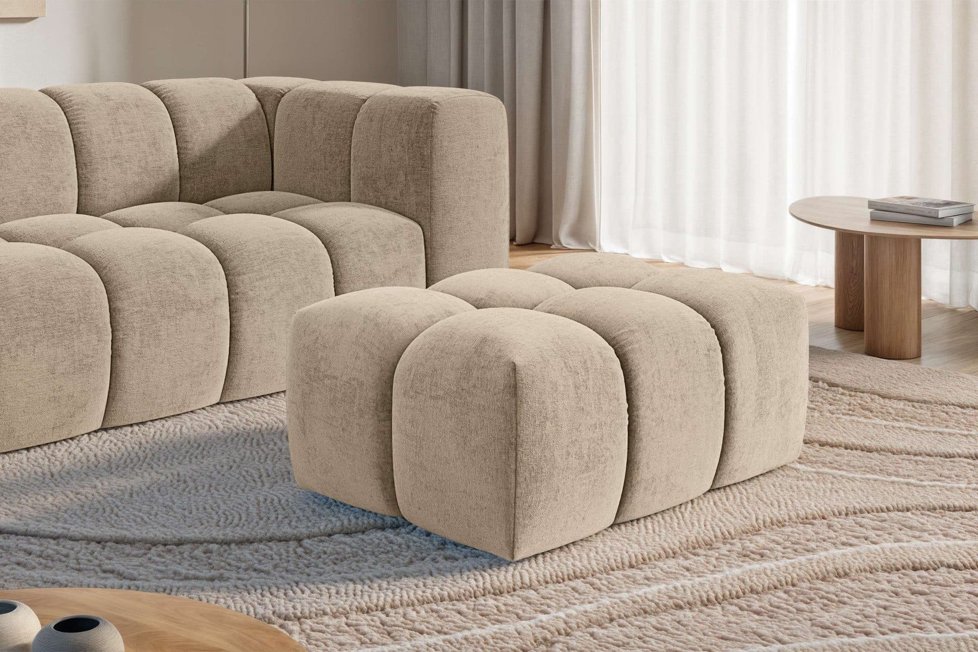 HOMSY BY ANA JOHNSON BOUBELLE Polsterhocker Beige Bubble-Optik - Bild 2