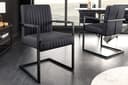 riess-ambiente Freischwinger BIG ASTON schwarz Echtleder Metall mit Armlehne Bild 2