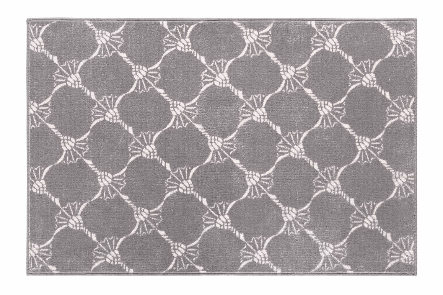 Joop! Badteppich Repetition Grau Kornblumen-Motiv 100% Baumwolle