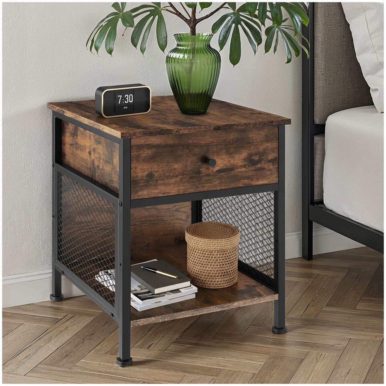 TecTake Nachttisch Industrial Style Ablage Schublade Staufach - Bild 2