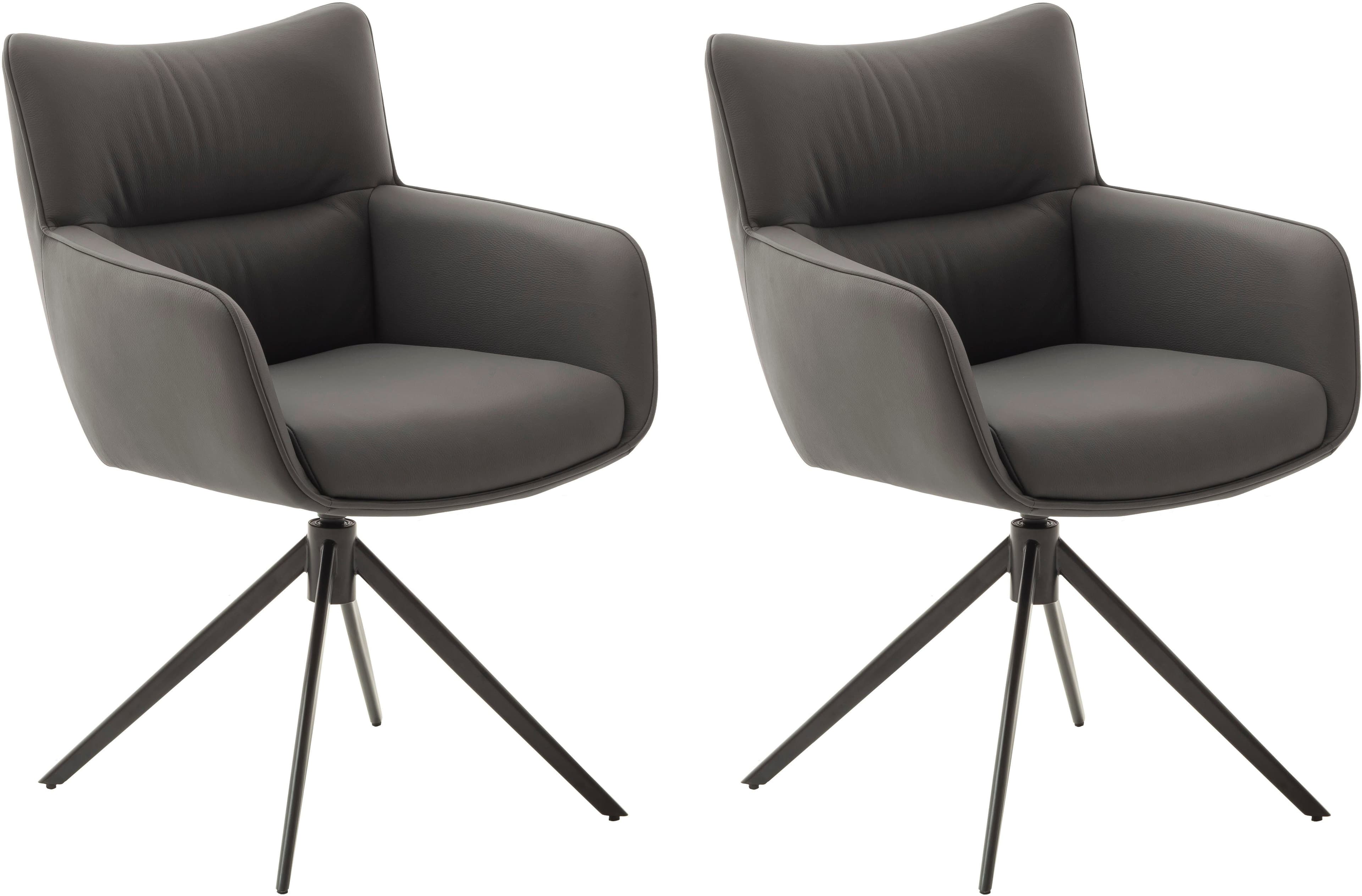 MCA FURNITURE LIMONE 4-Fußstuhl Set 2-tlg. Anthrazit Leder Drehstuhl