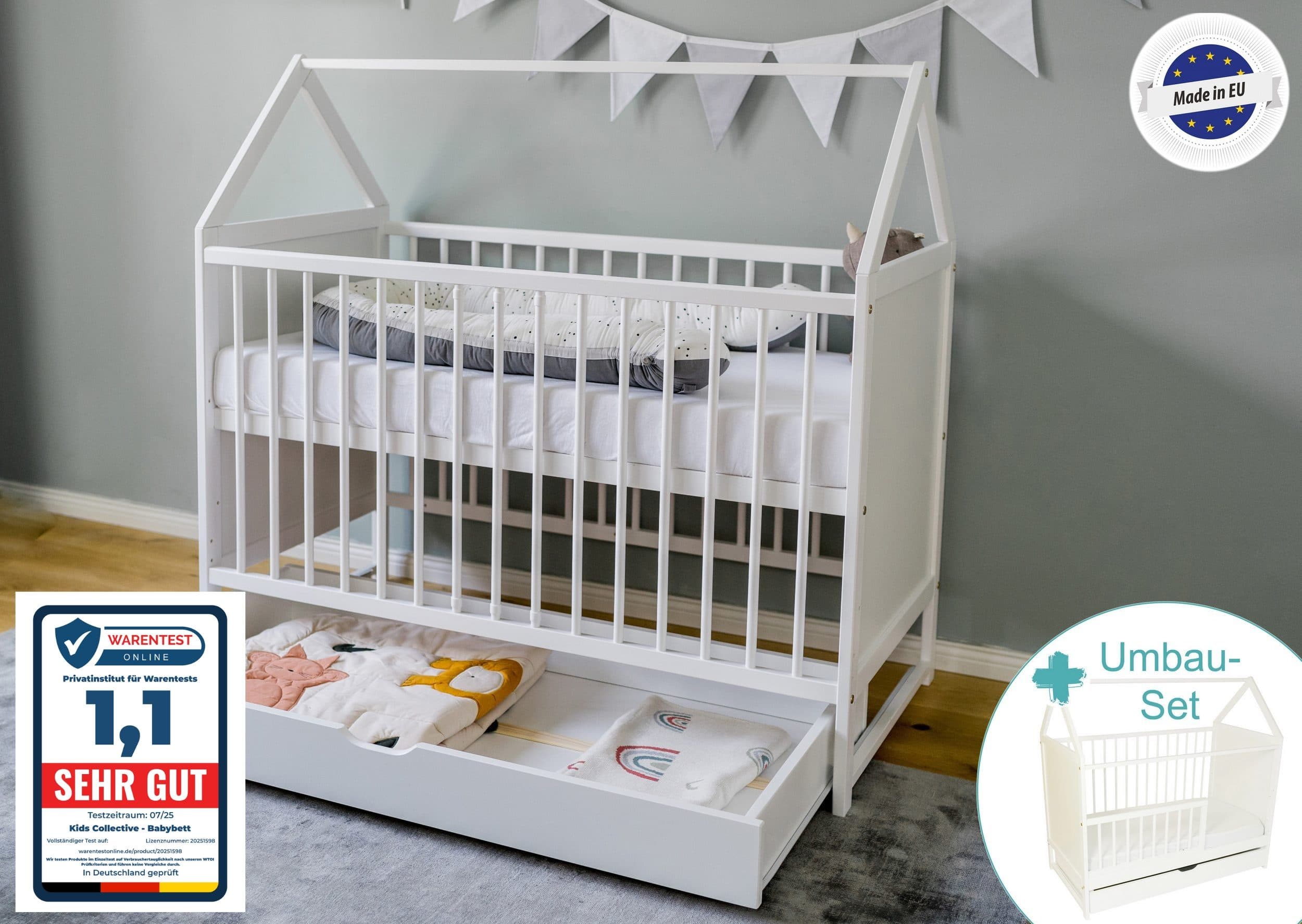 Kids Collective Babybett Weiß Umbaubar Mit Schublade - Bild 2