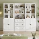 VOWNER Bücherregal 5-stöckig mit Glastüren 180 cm Vitrinenschrank Bild 2