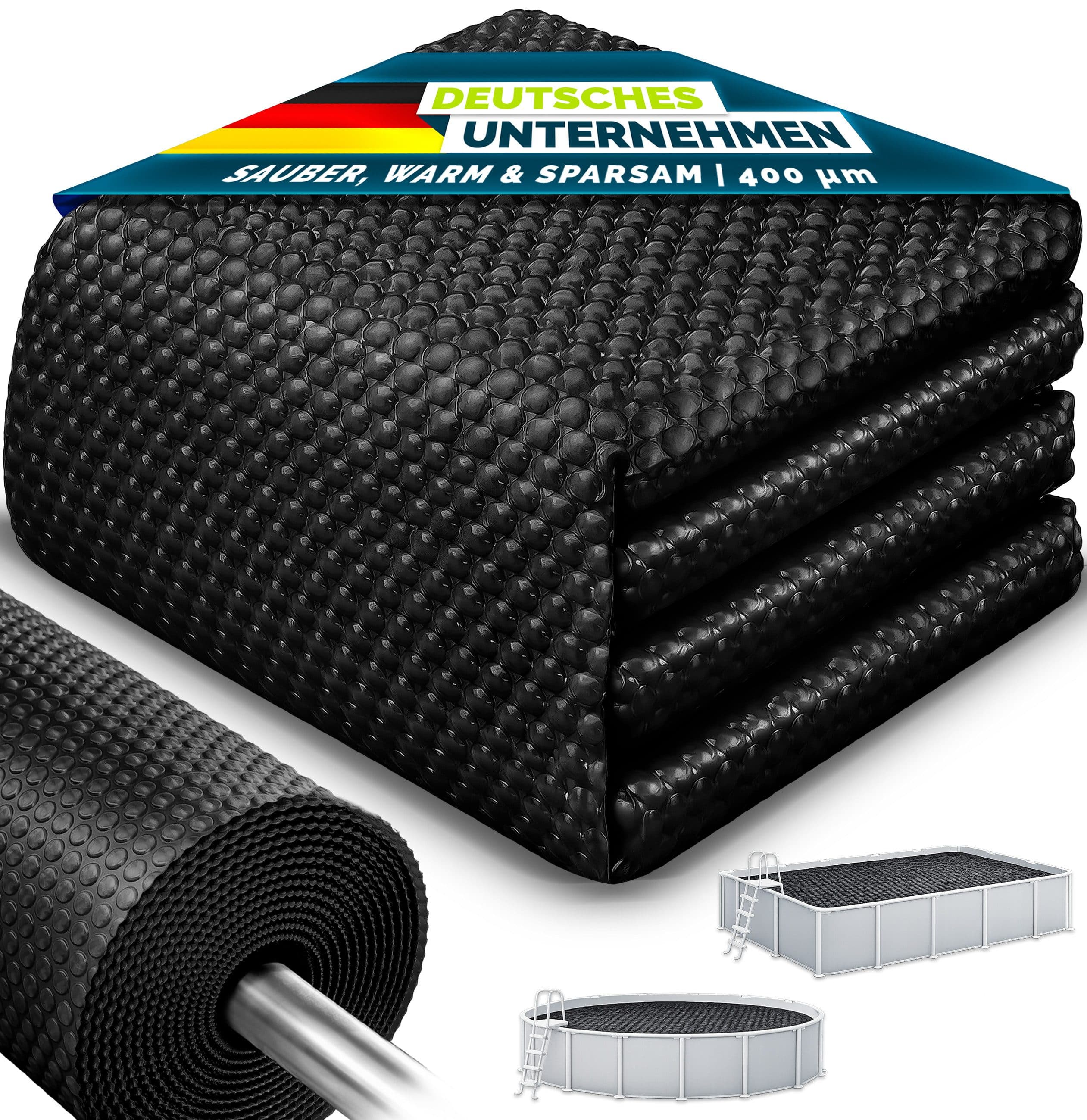 tillvex Solar-Poolfolie 120µ Schwarz Pool-Abdeckplane zuschneidbar - Bild 2