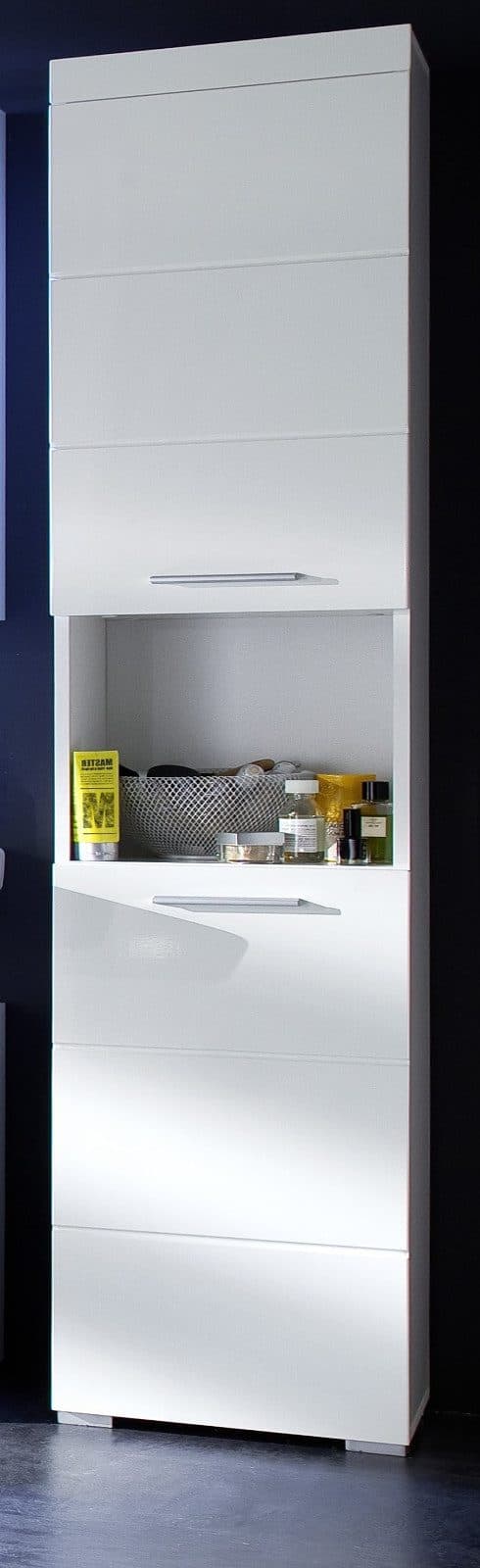 trendteam Hochschrank Amanda Badschrank Weiß Hochglanz 2-türig - Bild 2