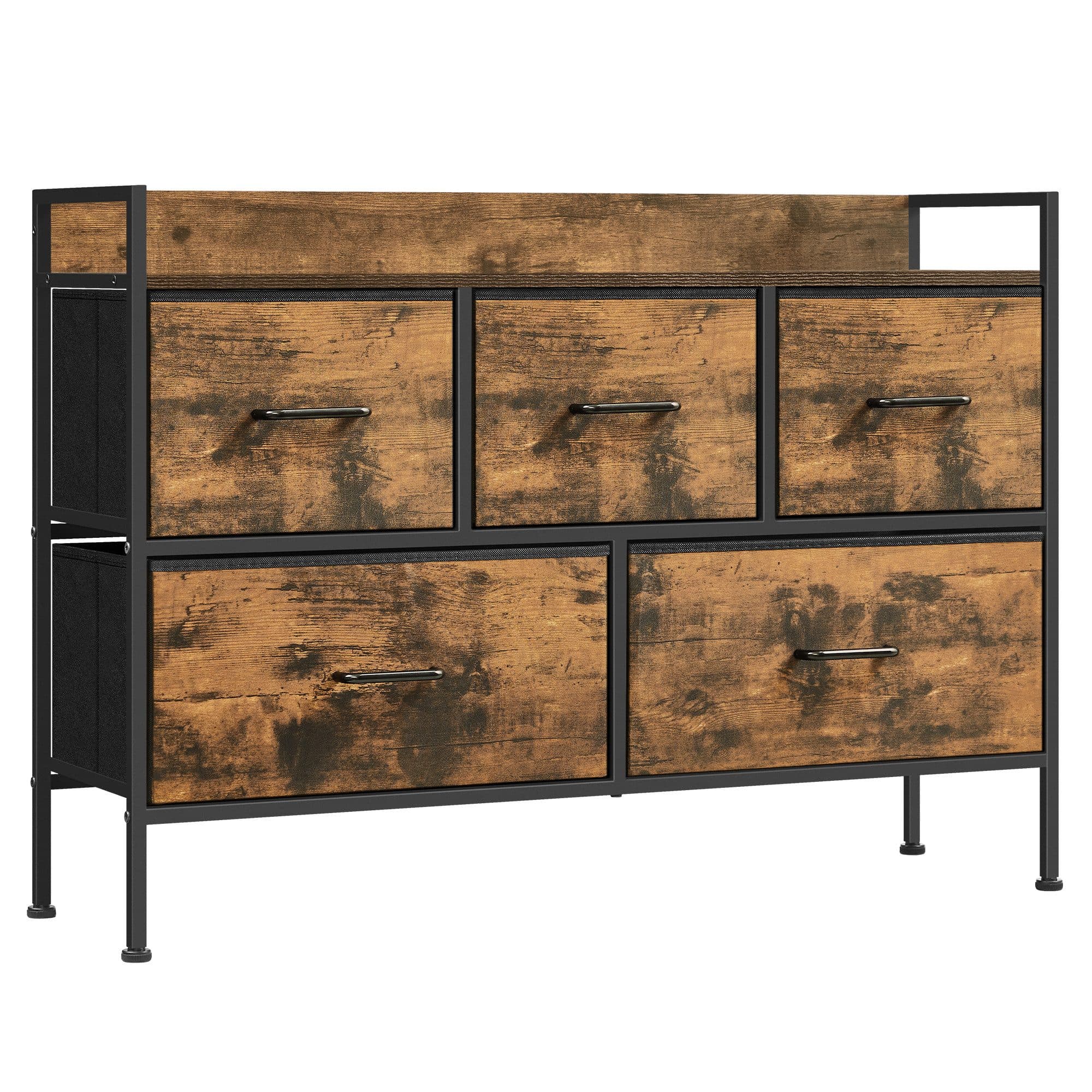 SONGMICS Kommode Schlafzimmer 5 Stoff-Schubladen Wolkenweiß-Eichenbeige - Bild 2