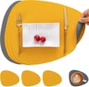 Rhein Beleuchtung Platzset Tischsets Leder Grau/Gelb 4er-Set Bild 2