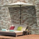 Outsunny Halbschirm mit LED und Solarpaneel Beige Bild 2
