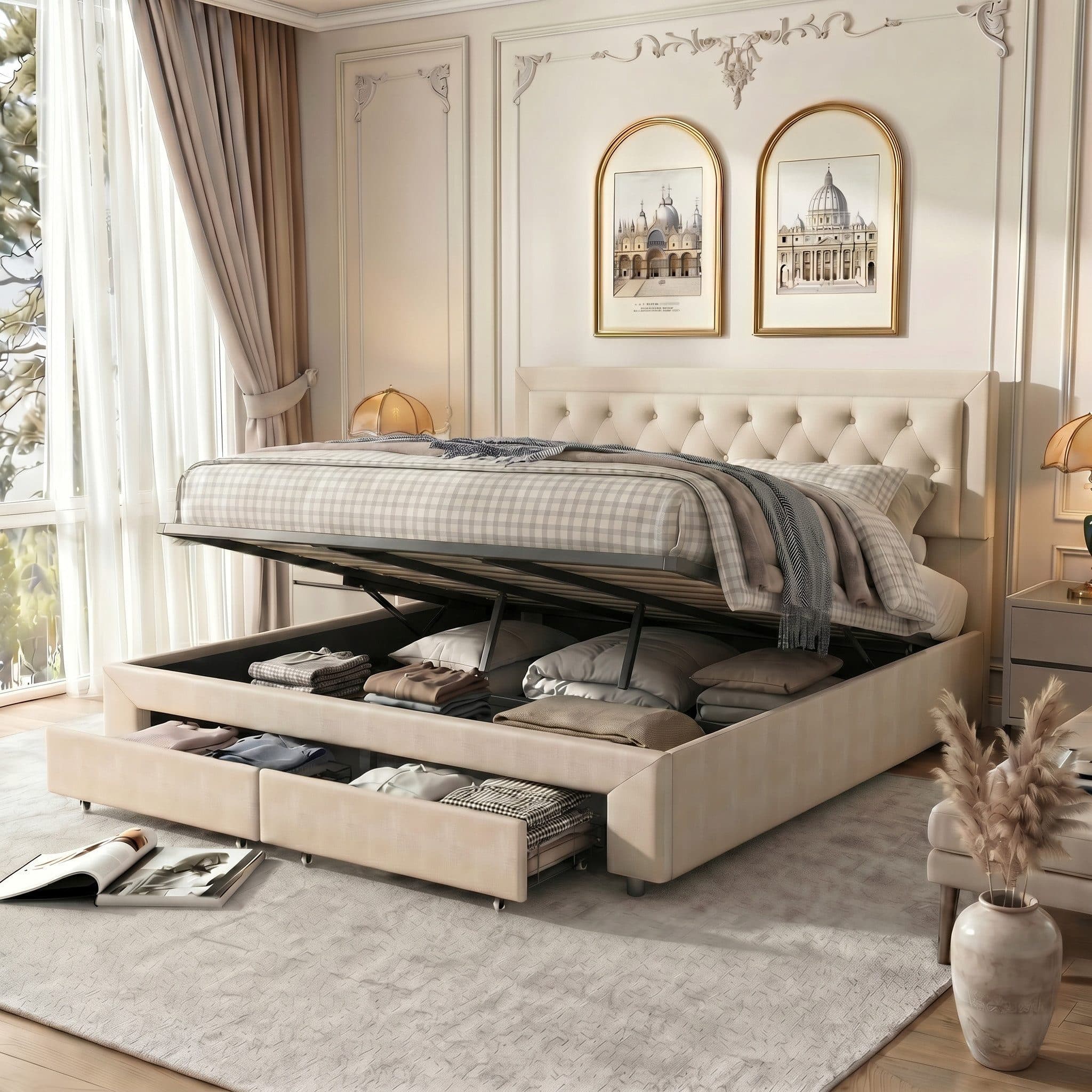 Furnishings Home Polsterbett Doppelbett Stauraumbett 160x200 cm - Bild 2