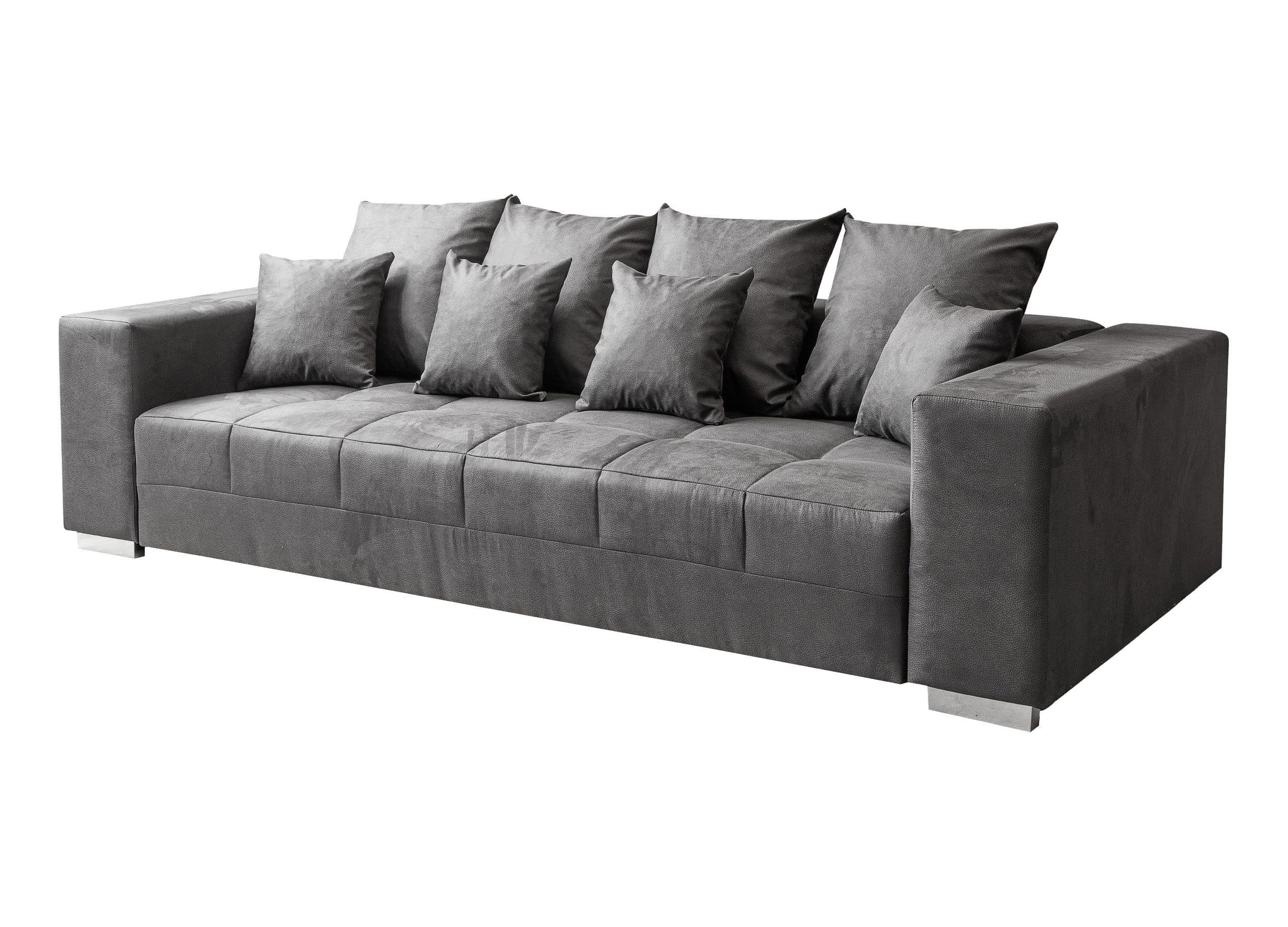Massivart® Big-Sofa Borneo Vintage Stoff Grau 4-Sitzer