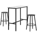 HOMCOM Bartisch mit 2 Barhockern Set Weiß/Schwarz Modern Bild 2