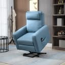 HOMCOM Elektrischer Aufstehsessel Relaxsessel Blau Samt Bild 2