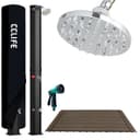 CCLIFE Gartendusche Solardusche 35L/40L/60L Schwarz/Silber mit WPC-Bodenplatte Bild 2