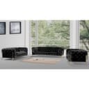 S-Style Möbel Chesterfield Sofa-Set Schwarz Samt mit Goldenen Metallfüßen Bild 2
