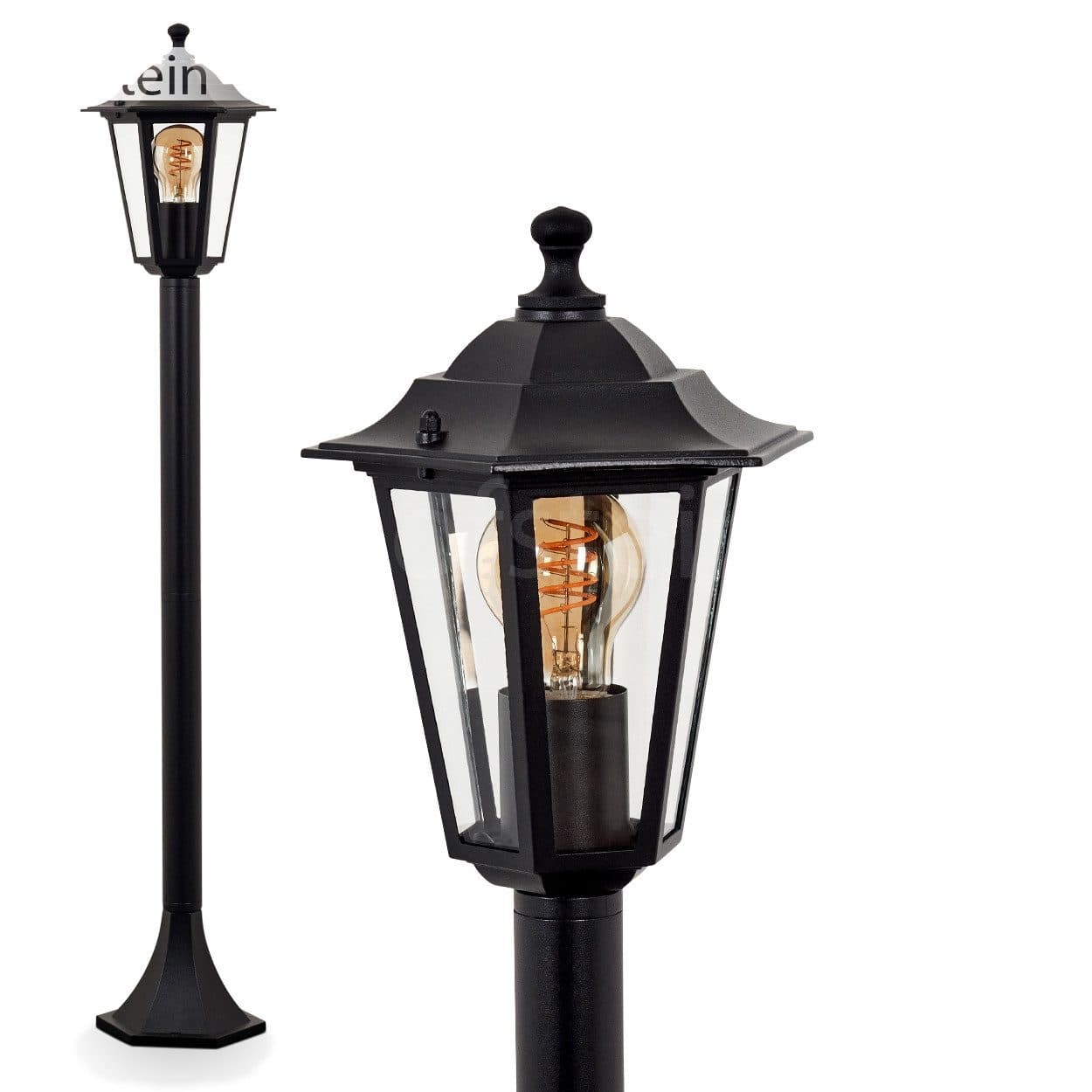 hofstein Pollerleuchte Wegeleuchte Metall/Glas Schwarz/Klar IP44 Gartenlampe E27 - Bild 2