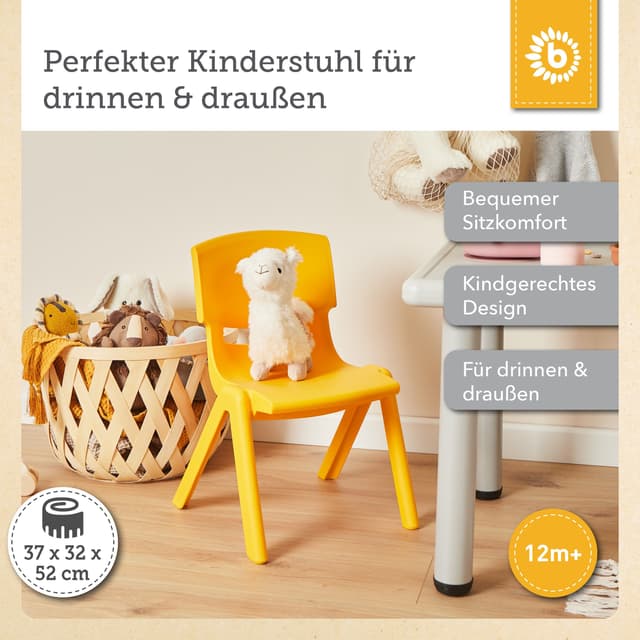 Bieco Kinderstuhl Gelb - Stapelbar & Kippsicher