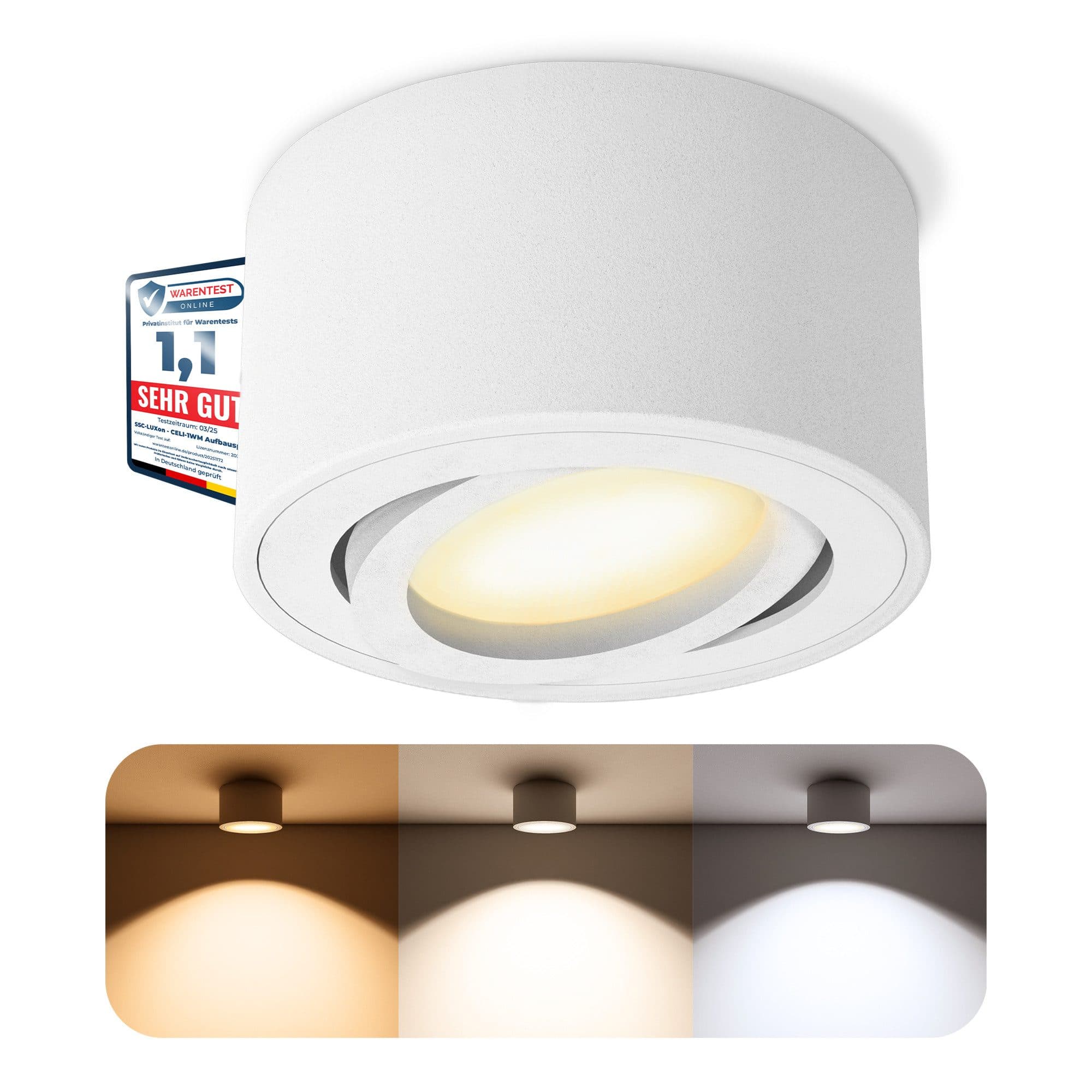 SSC-LUXon LED Aufbaustrahler CELI-1WM Weiß 6W Dimmbar Schwenkbar - Bild 2