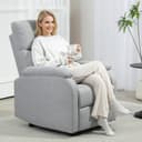 HOMCOM Relaxsessel Fernsehsessel mit Liegefunktion, Gepolstert TV-Sessel mit Leinenoptik, Grau Bild 2