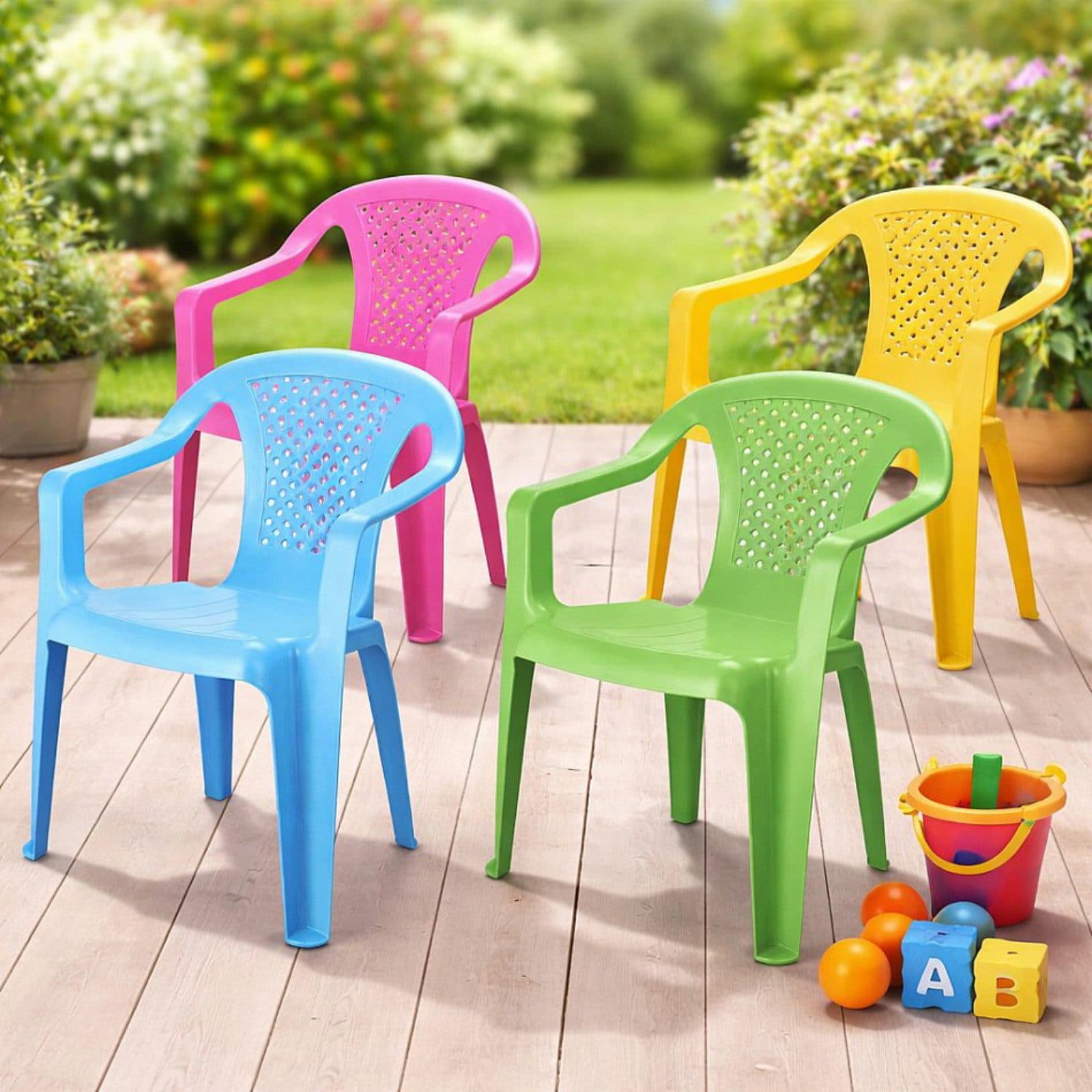 Progarden Kinderstuhl 4er Set Bunt Stapelbar Kunststoff - Bild 2