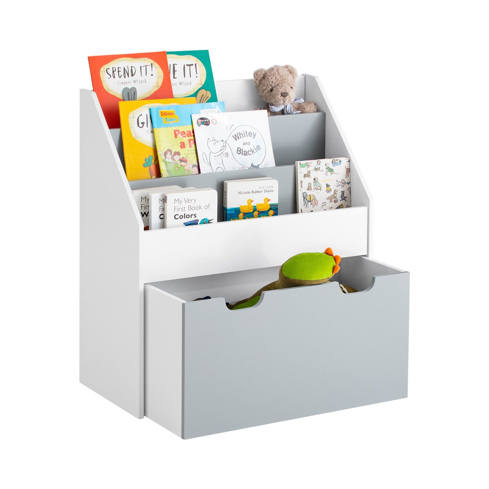 SoBuy Bücherregal KMB17 Kinderregal Weiß-Grau mit Spielzeugtruhe - Bild 2