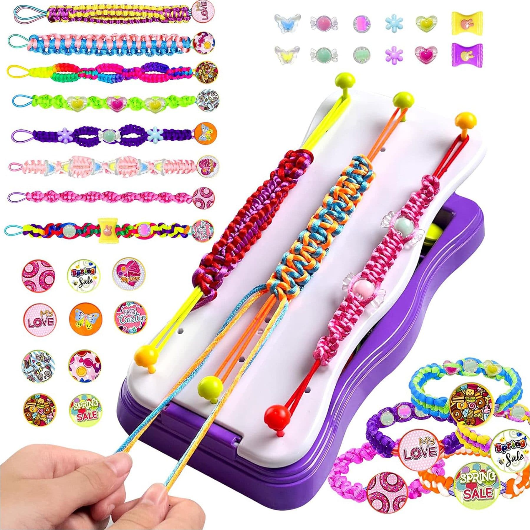 Mutig Bastel-Armband Loom Bänder Set Bunt DIY Gummibänder mit Perlen - Bild 2