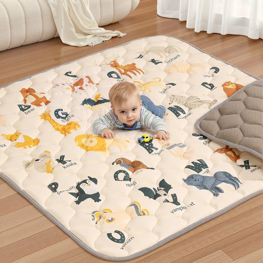 Comomy Spielmatte 125x125 cm Beige Rutschfeste Faltbare Baby-Spielmatte - Bild 2
