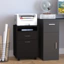 HOMCOM Rollcontainer Aktenschrank Schwarz mit Schublade und Rollen Bild 2