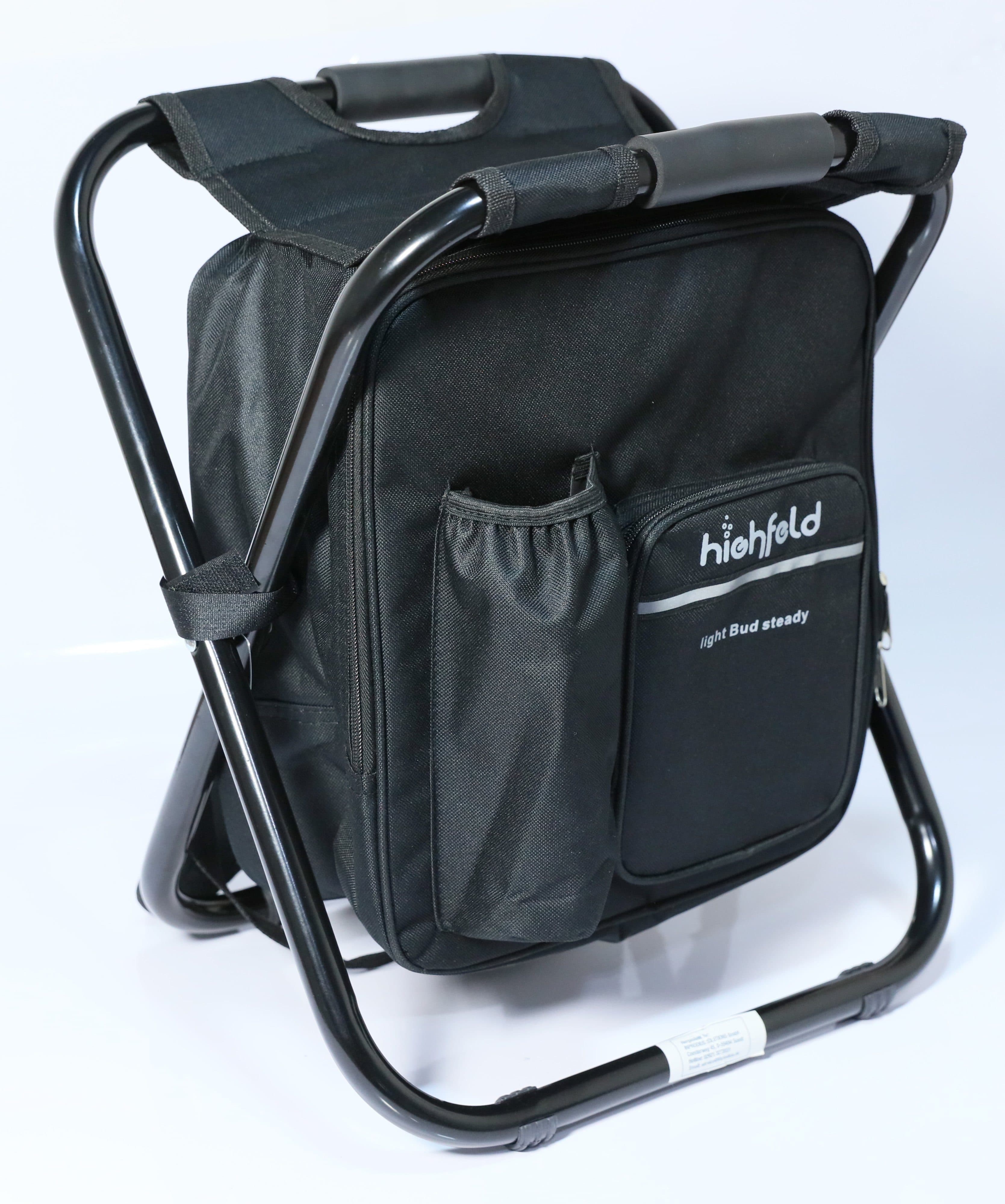 highfeld Campinghocker mit Rucksack und integrierter Kühltasche schwarz - Bild 2